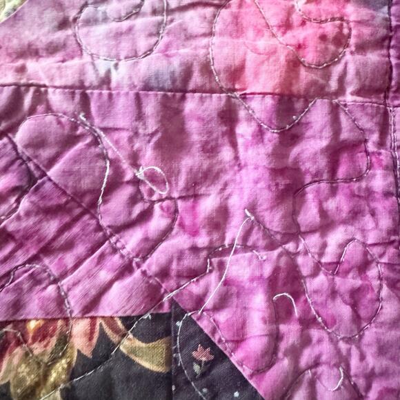 Handmade Snail Trail Quilt Multicolored 69”x77” - Picture 3 of 7